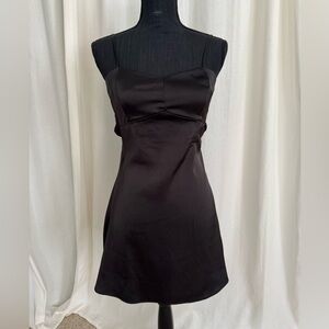 Urban Outfitters Black Satin Mini Slip Dress